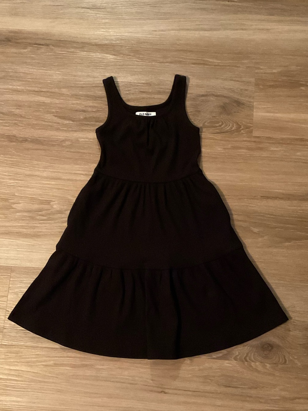Old Navy Black Ribbed Tiered Tank Dress